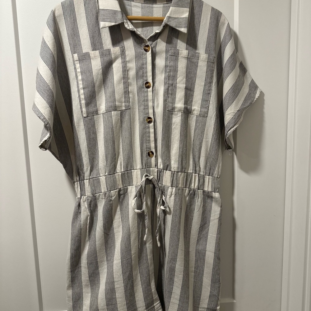 Striped Collared Romper